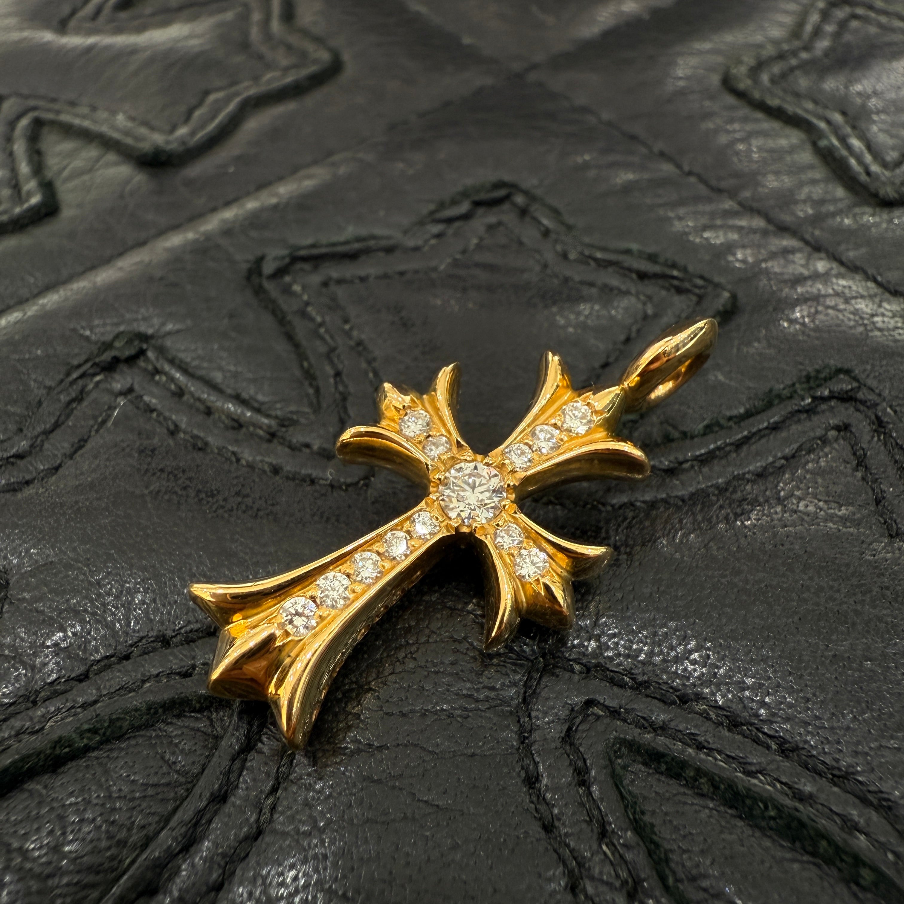 CHROME HEARTS 22K Tiny Fat Cross Pave Diamond Pendant Top クロムハーツ 22K タイニーファットクロス パヴェダイヤモンド ペンダントトップ
